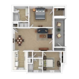 2 beds, 2 baths, 917 sqft, $1,861