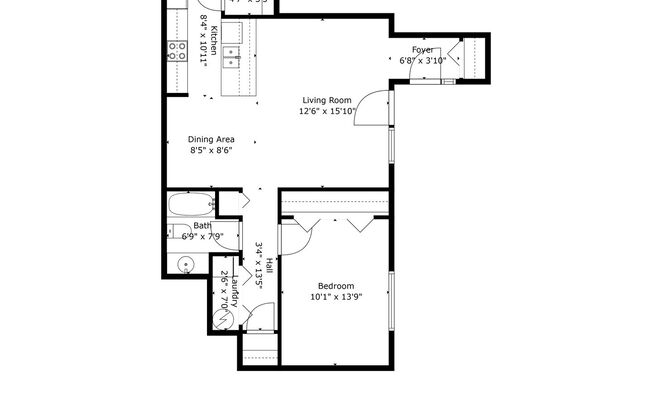 1 bed, 1 bath, 665 sqft, $1,249, Unit FV1C