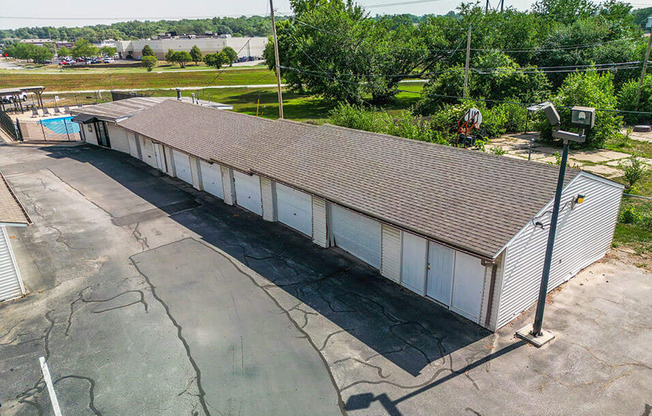 a view of the back of the building from above