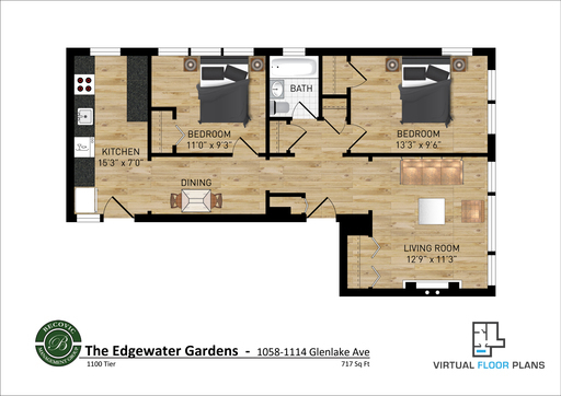 2 beds, 1 bath, 700 sqft, $2,450, Unit 1100-1st Floor