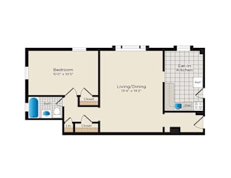 1 bed, 1 bath, 583 sqft, $1,896