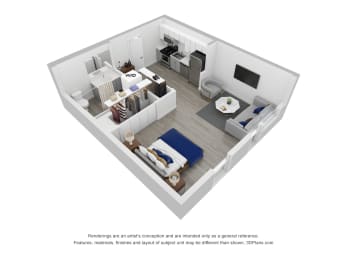 Studio, 1 bath, 477 sqft, $1,273