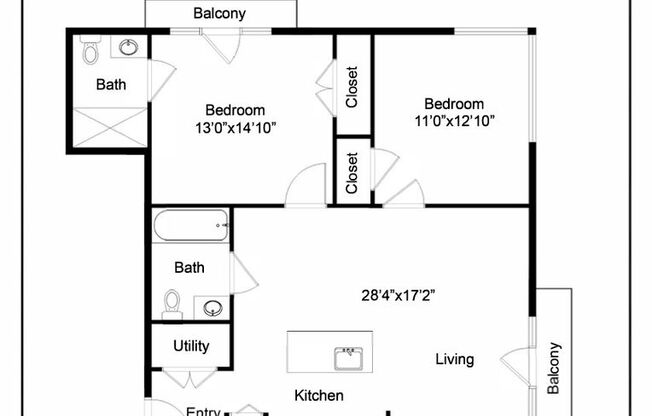 2 beds, 2 baths, 856 sqft, $3,500, Unit 620