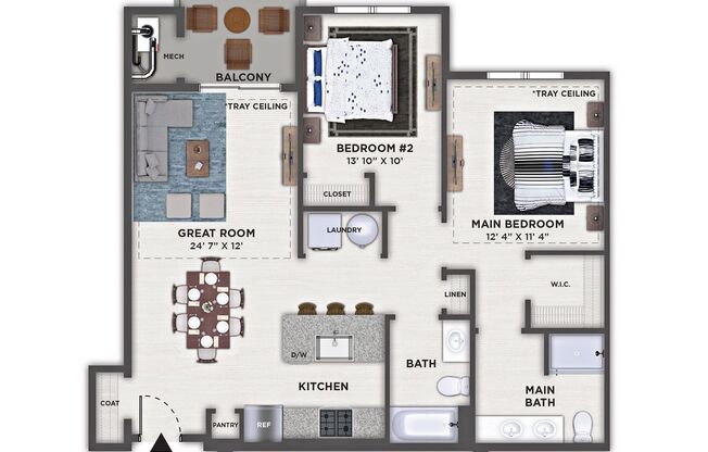 2 beds, 2 baths, 931 sqft, $2,365, Unit 5306
