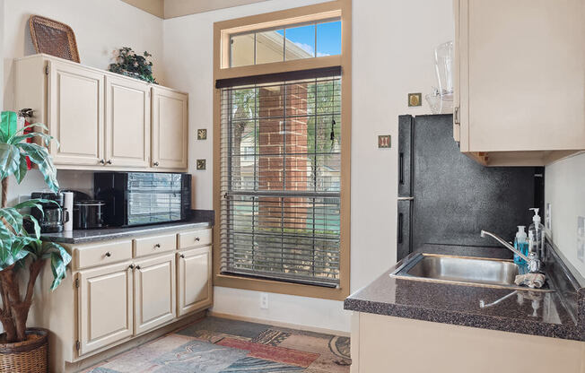 Community room kitchen at Tidwell Estates in Houston TX