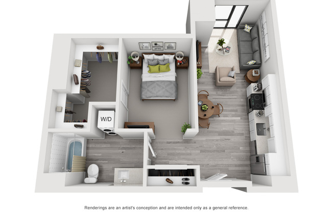 Studio, 1 bath, 624 sqft, $1,682