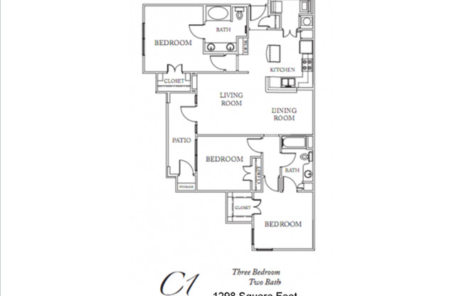 3 beds, 2 baths, 1,298 sqft, $2,404, Unit 11307