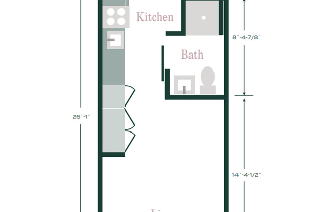 Studio, 1 bath, 291 sqft, $1,300, Unit 408