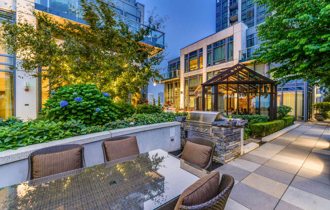 Grilling Station and Outdoor Dining Area at The Bravern, 688 110th Ave NE, Bellevue