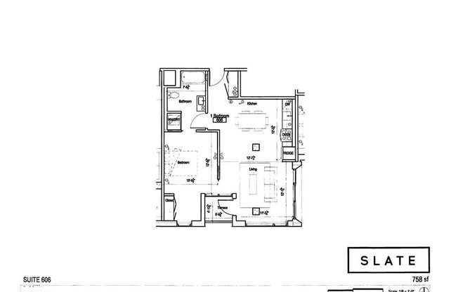 1 bed, 1 bath, 761 sqft, $1,850