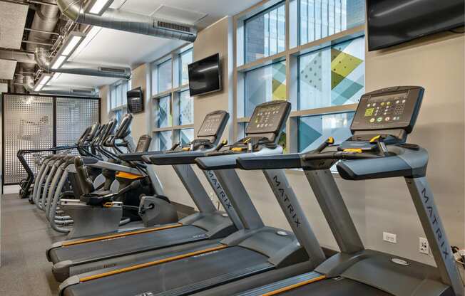 cardio equipment in the gym at the monarch club apartments