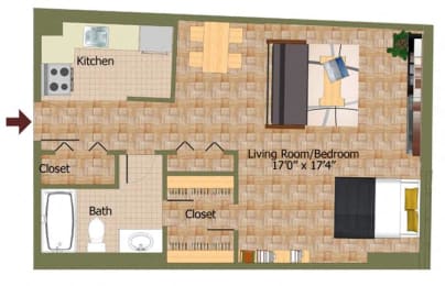 Studio, 1 bath, 460 sqft, $2,353