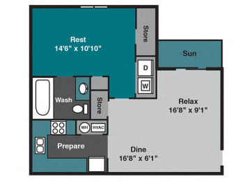 1 bed, 1 bath, 650 sqft, $1,009