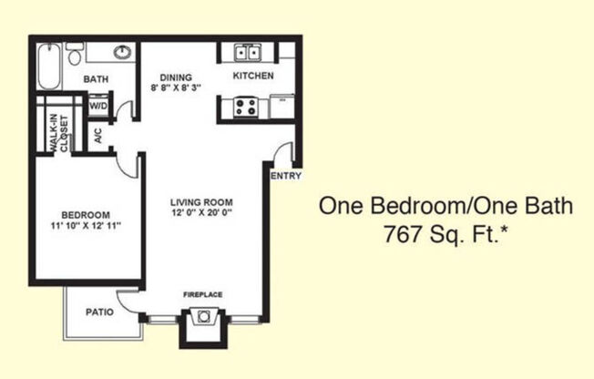 1 bed, 1 bath, 767 sqft, $849