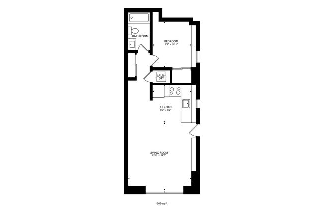 1 bed, 1 bath, $2,695, Unit A