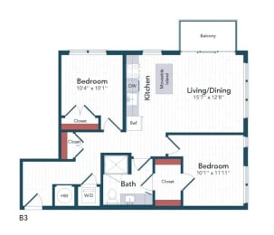 2 beds, 1 bath, 887 sqft, $2,700