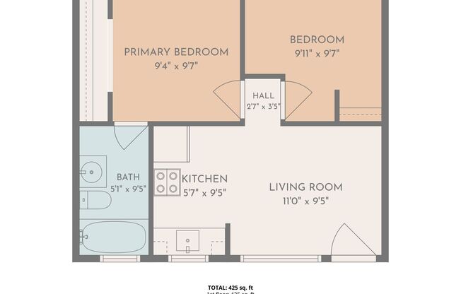 2 beds, 1 bath, 468 sqft, $1,025, Unit Unit 9