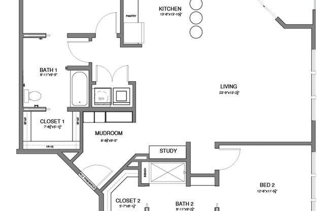 2 beds, 2 baths, 1,387 sqft, $3,299, Unit 107