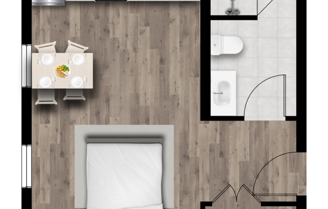 Studio, 1 bath, 361 sqft, $1,495, Unit 714
