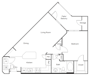 1 bed, 1 bath, 720 sqft, $1,100