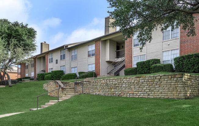 Oak Chase community building with stone walls