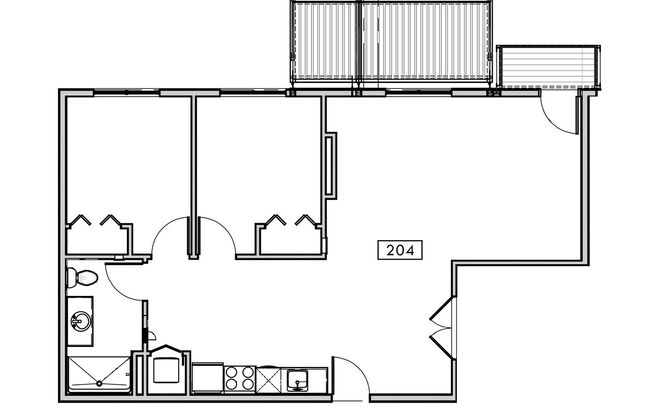 2 beds, 1 bath, 846 sqft, $1,999, Unit 204