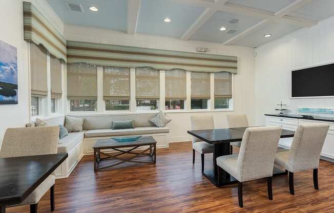 Resident lounge dining areas at The Reserve at Mayfaire Apartments, Wilmington NC