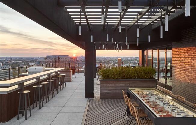 a view of the rooftop bar at the envoy hotel in salt lake city