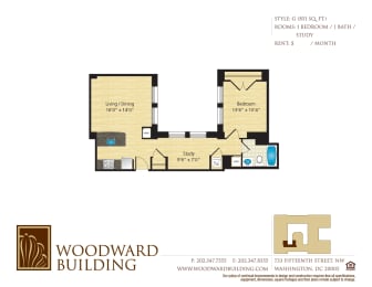 1 bed, 1 bath, 851 sqft, $3,370