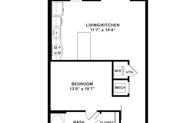 1 bed, 1 bath, 638 sqft, $1,270