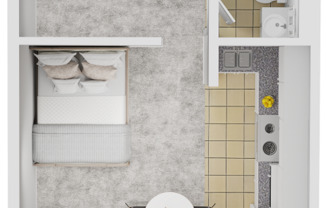 Studio, 1 bath, 390 sqft, $850