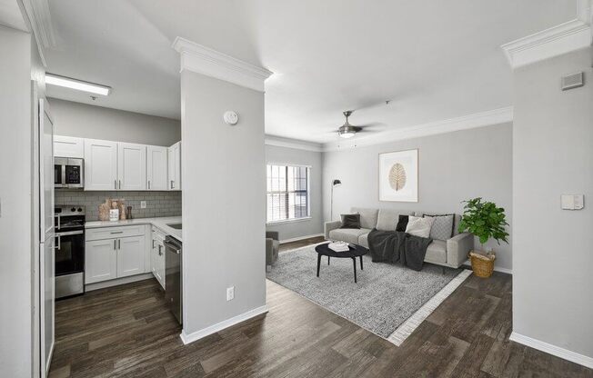 Model living room and kitchen