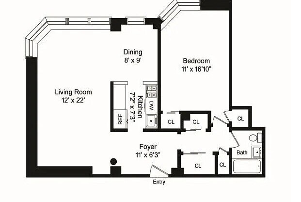 1 bed, 1 bath, 850 sqft, $5,400, Unit 3P