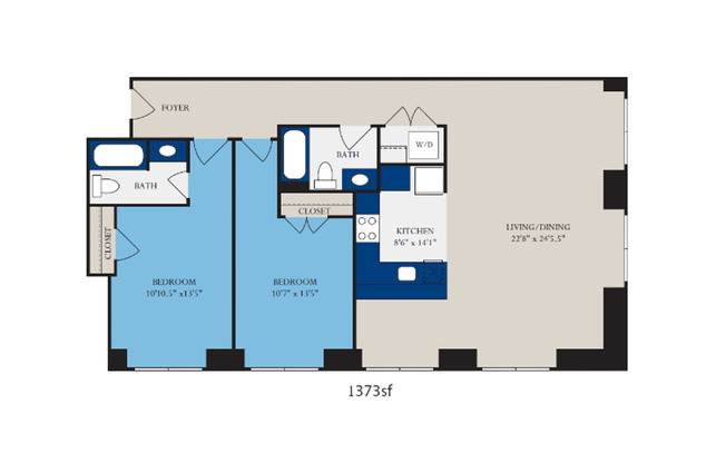 2 beds, 2 baths, 1,373 sqft, $1,758, Unit S301
