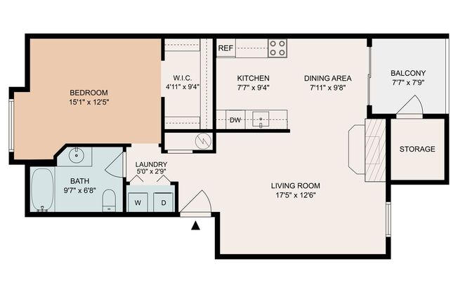 1 bed, 1 bath, 800 sqft, $1,555, Unit 623