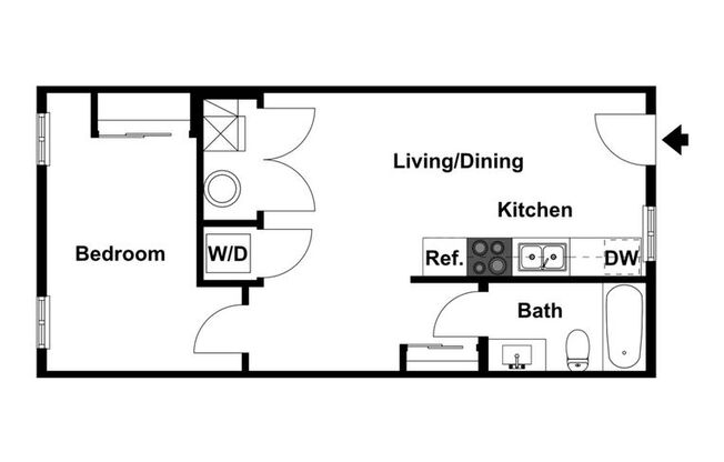 1 bed, 1 bath, 550 sqft, $1,050, Unit A-108