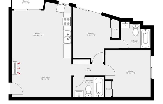 2 beds, 2 baths, 710 sqft, $2,650, Unit 20