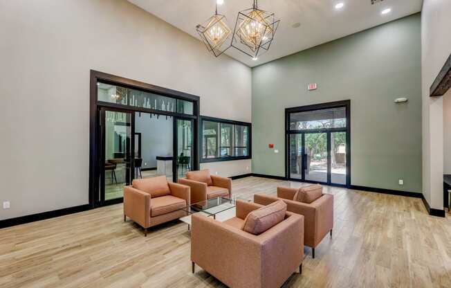 the lobbies at the preserve apartments