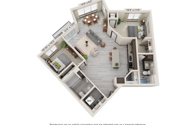 2 beds, 2 baths, 1,192 sqft, $1,945, Unit APT. C106