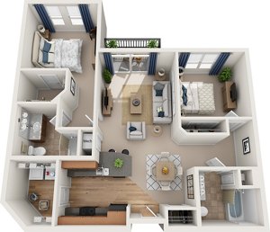 2 beds, 2 baths, 1,040 sqft, $2,575