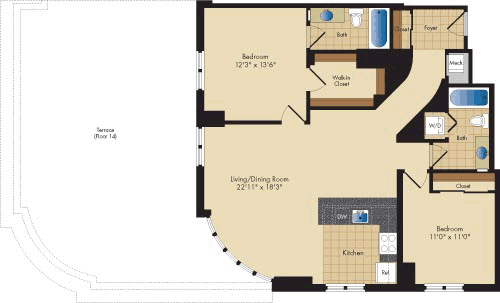 2 beds, 2 baths, 1,150 sqft, $3,947, Unit 1711