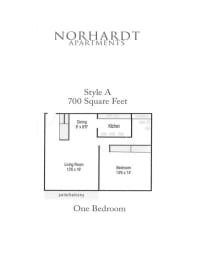 1 bed, 1 bath, 700 sqft, $1,224