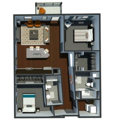 2 beds, 2 baths, 1,078 sqft, $2,724