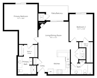 2 beds, 2 baths, 1,128 sqft, $1,743