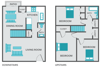 3 beds, 1.5 baths, 1,008 sqft, $1,099