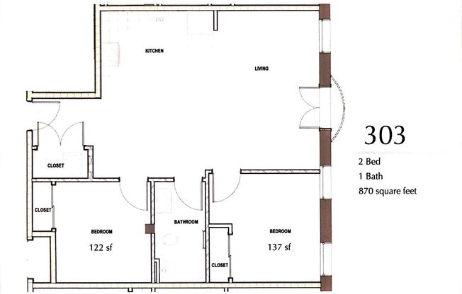 2 beds, 1 bath, 885 sqft, $2,900, Unit APT 303