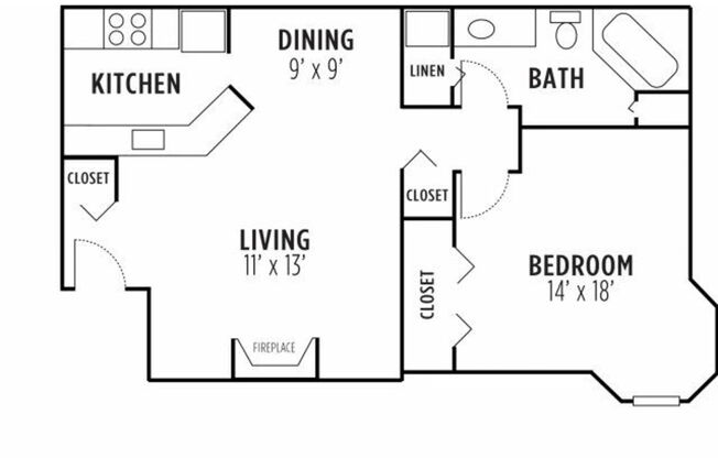1 bed, 1 bath, 695 sqft, $1,000