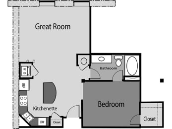1 bed, 1 bath, 743 sqft, $1,586