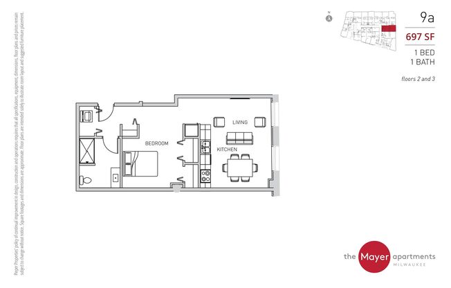 1 bed, 1 bath, 697 sqft, $1,525, Unit 309
