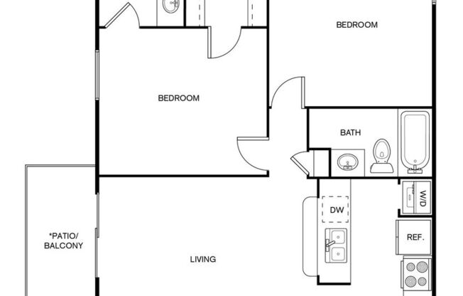 2 beds, 2 baths, 877 sqft, $1,390